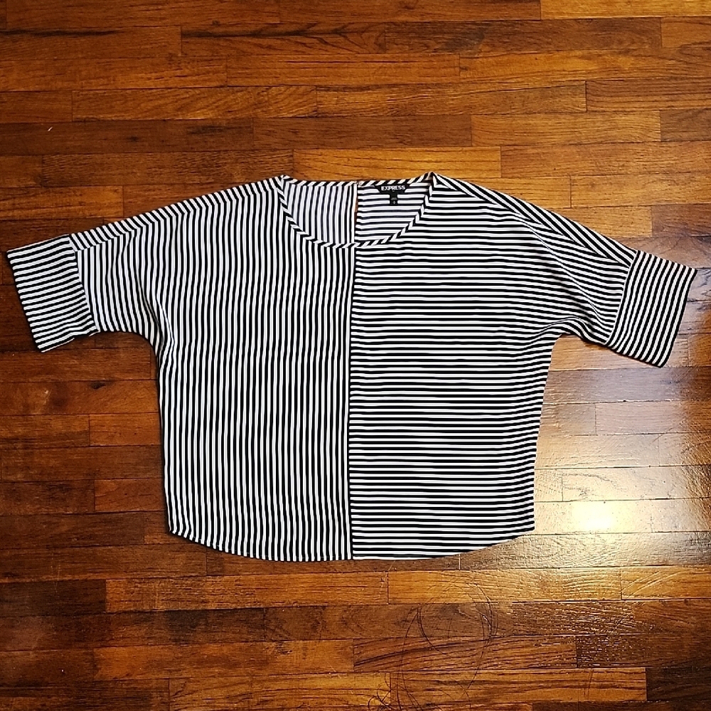 Funky Express Batwing Striped Black and White Top